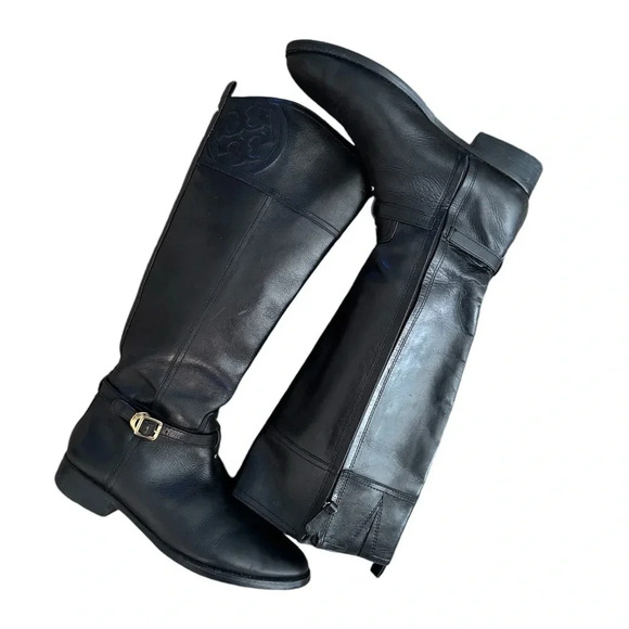 Tory Burch Marlene Black Leather Riding Boots - Picture 11 of 14